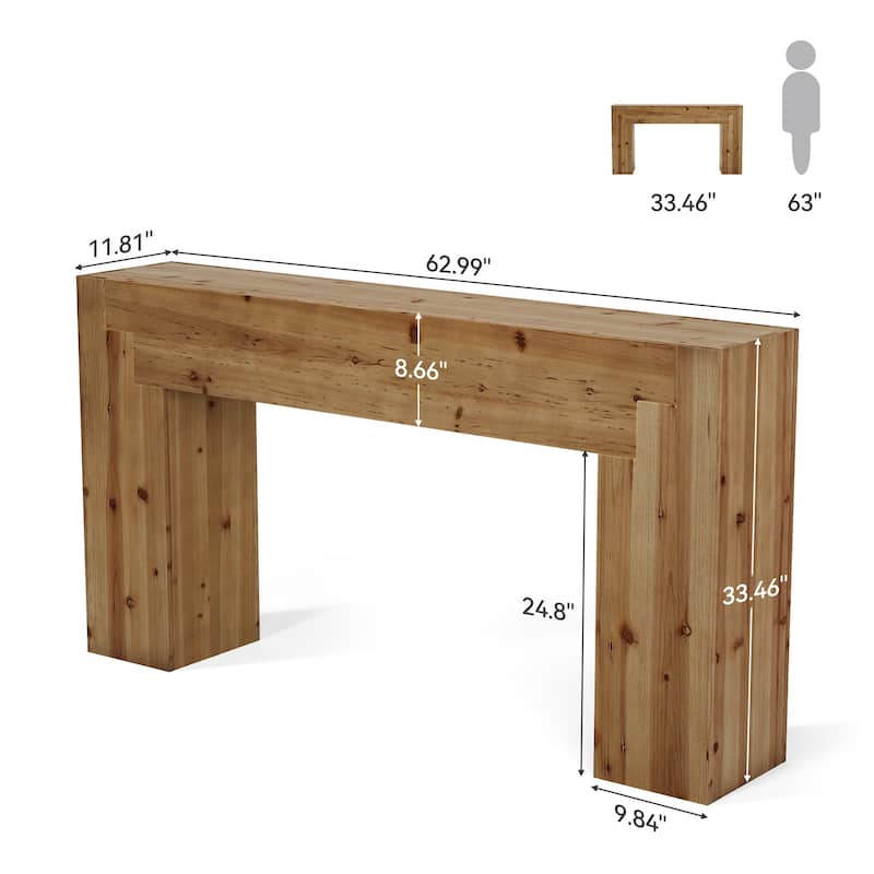 62.99-Inch Solid Wood Console Table for Living Room