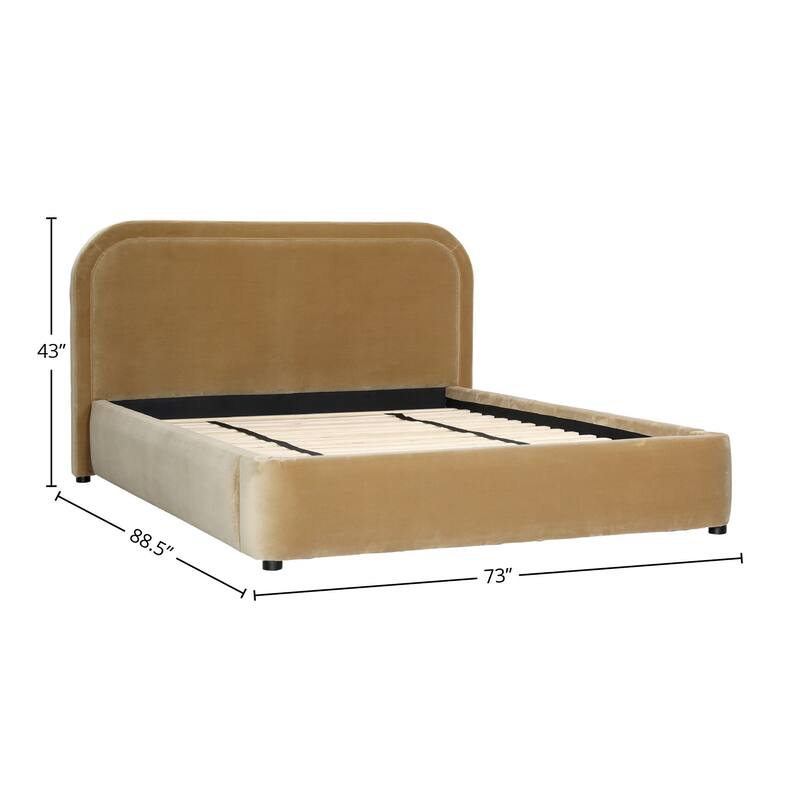 Anchor Polyester Velvet Bed, Camel, Queen