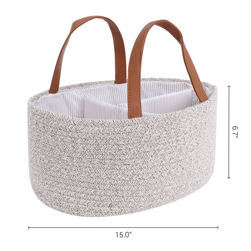 1 Pack Woven Storage Basket Bin with Divider and Handle for Blankets, Clothes, Shoes, Organizer Bin for Living Room Home Decor - Brown - 15*10*6.5in
