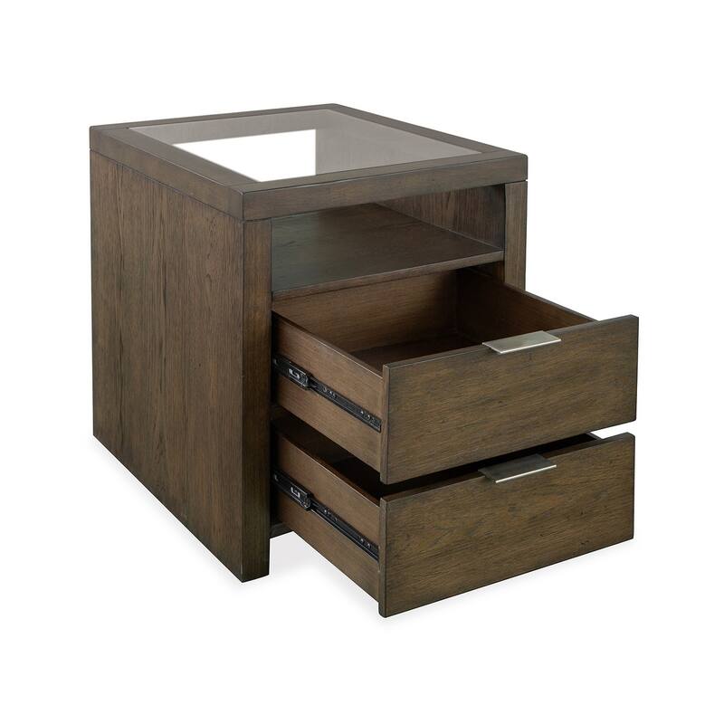 Magnussen Home Merrick Homestead Brown and Clear Glass Rectangular End Table - 20''W x 24''D x 24''H
