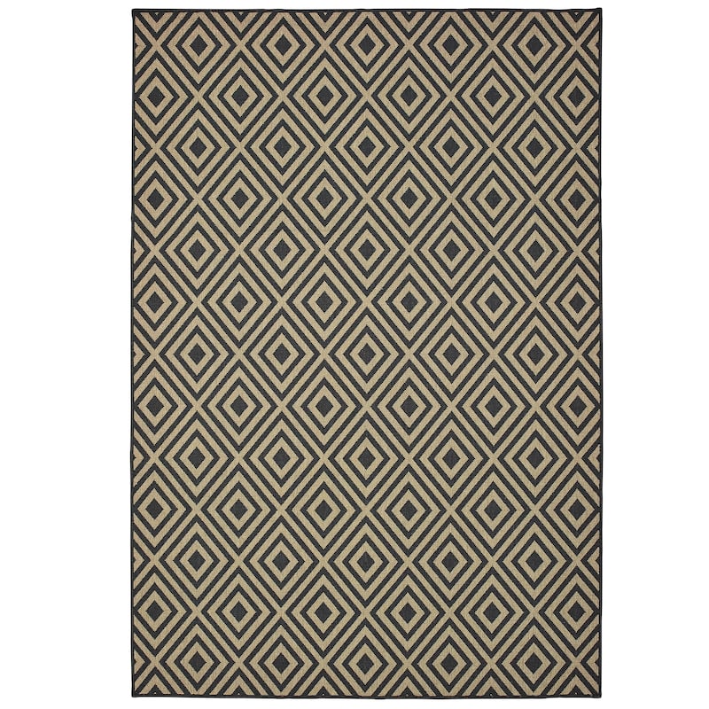 Vista Home Malta Black/Tan Diamond Indoor-Outdoor Rug. - 2'5" x 4'5"