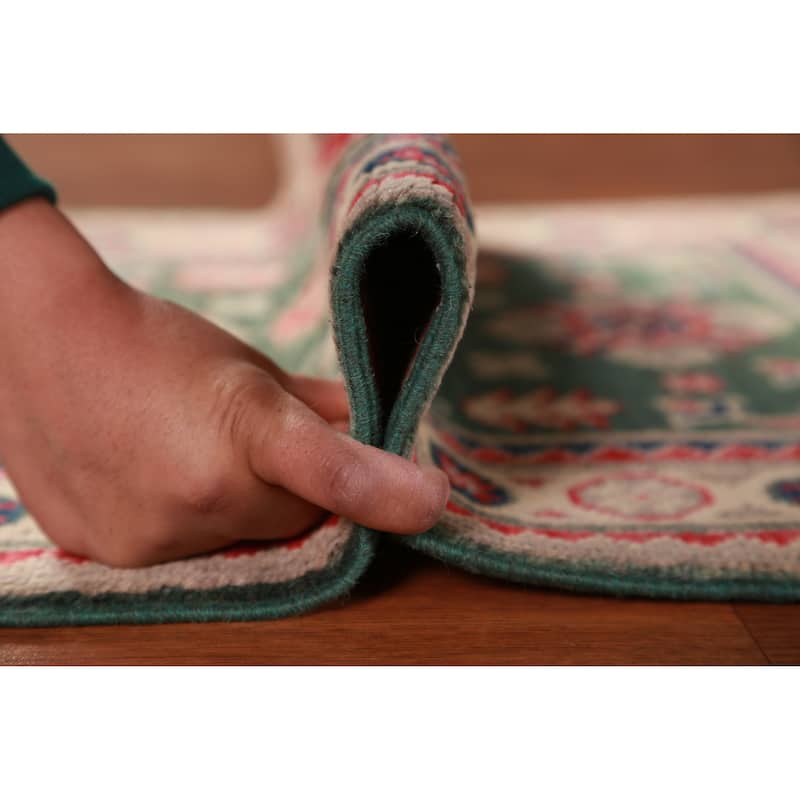 Green Geometric Kazak Oriental Accent Foyer Rug Handmade Wool Carpet - 2'0"x 3'0"