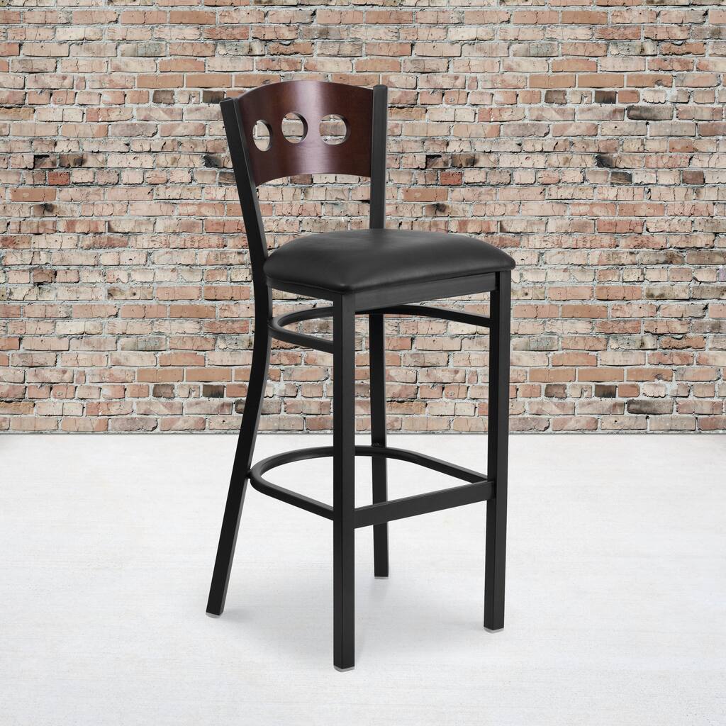 Decorative 3 Circle Back Metal Restaurant Barstool - 19.75"W x 20"D x 43"H - 19.75"W x 20"D x 43"H