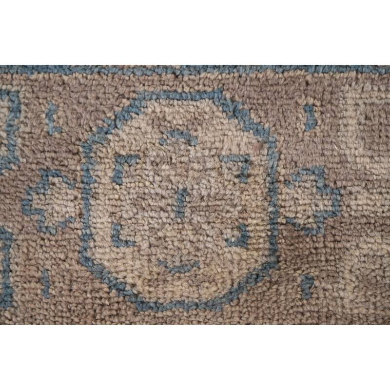 Geometric Oushak Oriental Area Rug Handmade Wool Carpet - 9'0"x 11'11"