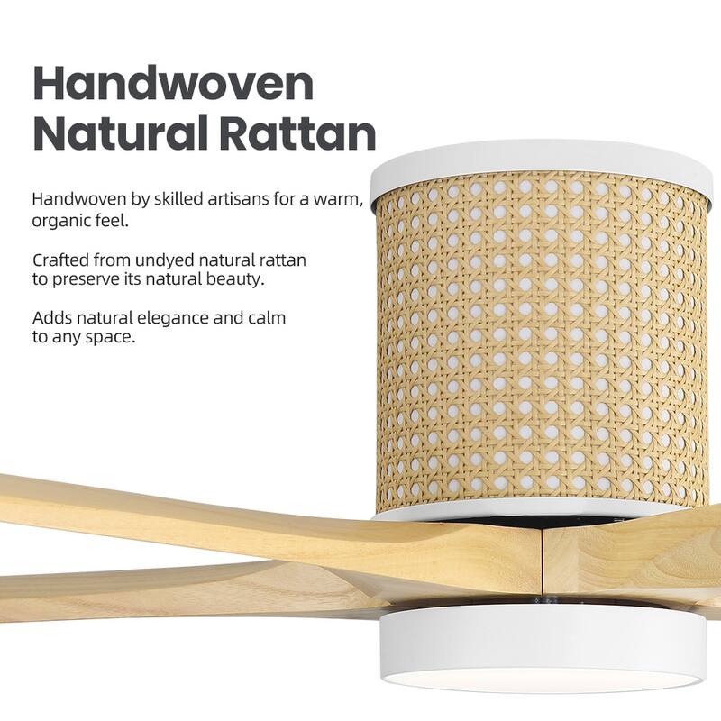 MLiAN 5 Solid Wood Blades Ceiling Fan with Lights Remote Control 6-Speed DC - 54''