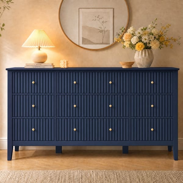 navy dresser with gold hardware Fluted 59.1