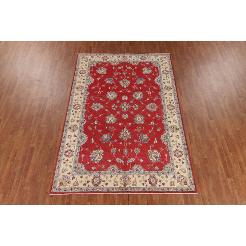 Red Oushak Oriental Area Rug Handmade Wool Carpet - 6'7" x 9'8"