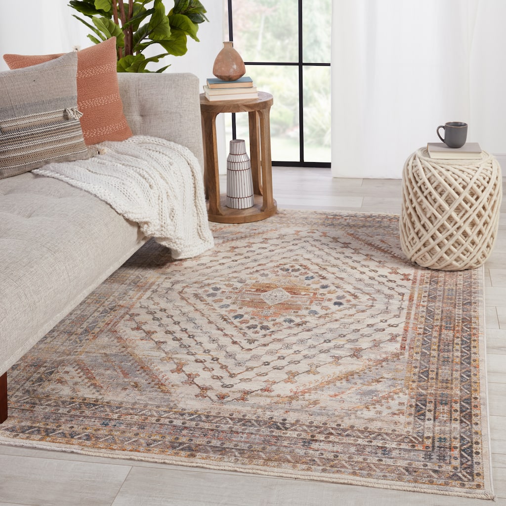 Canna Medallion Multicolor/ Light Gray Area Rug