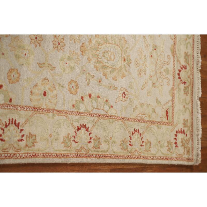 Hand Knotted Oriental 100% Wool Carpet Traditional Floral Greys & Charcoal Chobi-Peshawar Runner Rug - 20' 5'' X 2' 7''