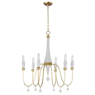 Claymore 6-light 28" Wide Wood/ Steel Chandelier - claystone / gold leaf