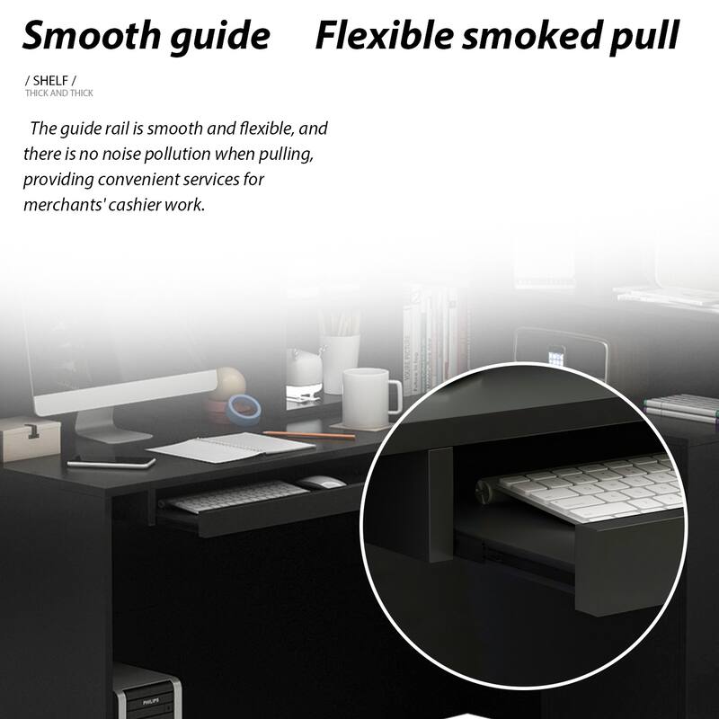 Timechee 55.9"W 48.4"H L-Shape Wood Reception Desk Drawer With Lock