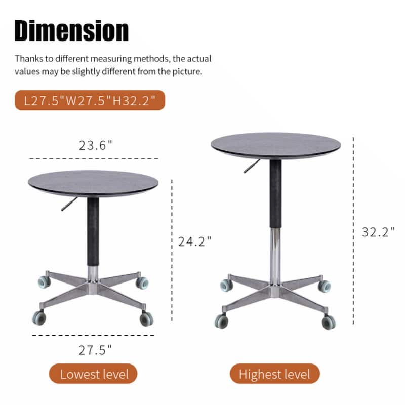 Movable Adjustable Coffee Table 360 Swivel Counter Bar Height Aluminum Star Base Movable