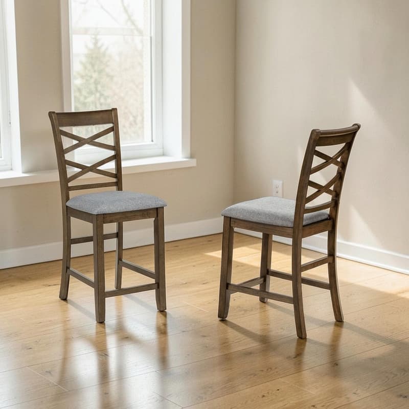 Wooden Counter Height Dining Chairs Set of 4, Upholstered Kitchen Chairs with Padded Seat, Counter Height Seating