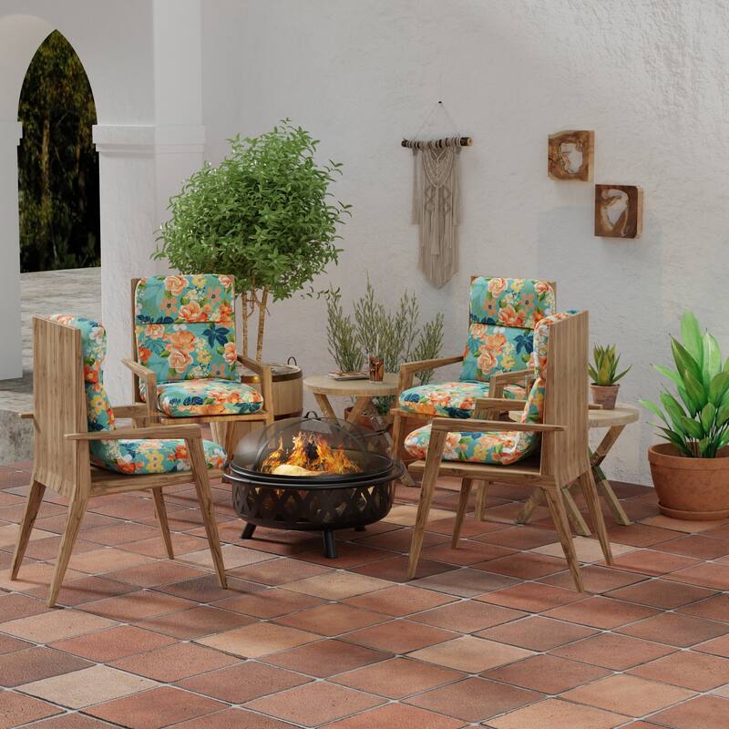 22" x 45" Outdoor Chair Cushion with Ties and Loop - 45'' L x 22'' W x 5'' H - Senorita Pelican