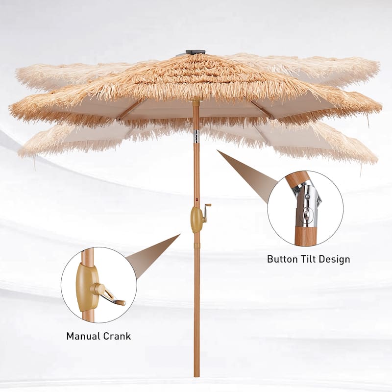 Ainfox 7.5 ft Hula Thatched Tiki Patio Beach Umbrell,Patio Umbrella, Outdoor, Beach
