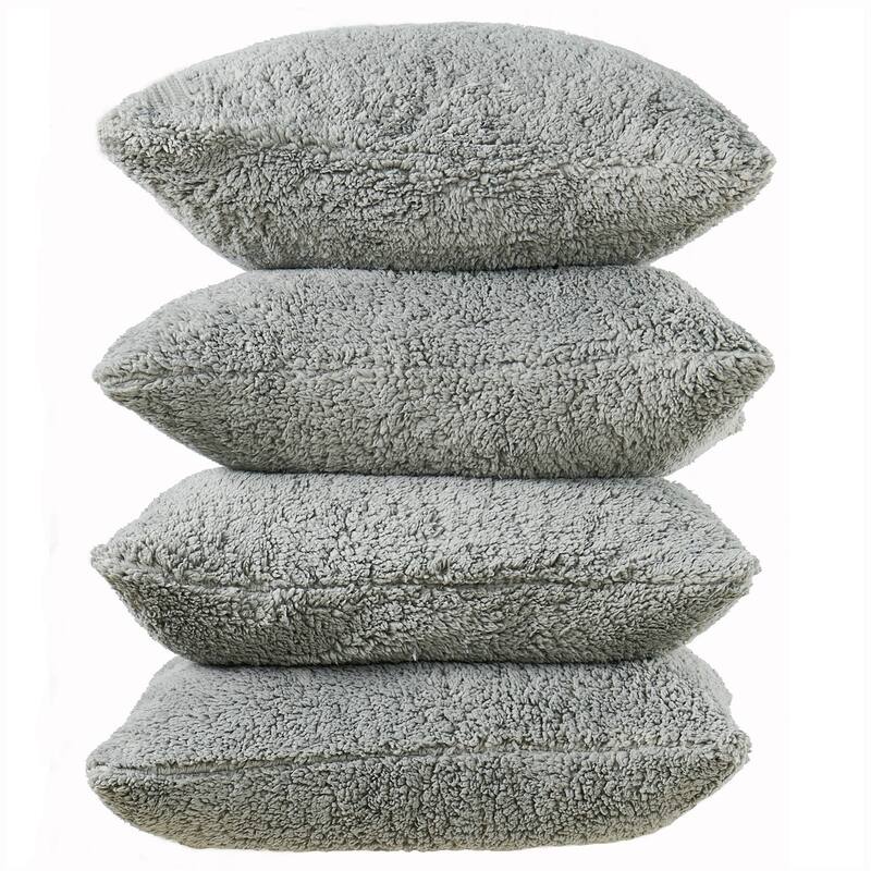 Accent Sherpa Pillow Cover Set of 4 20Inch x 20Inch, NO INSERT