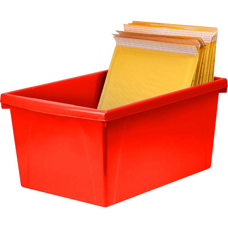 Storex Medium Classroom Storage Bin, Red, Pack of 2