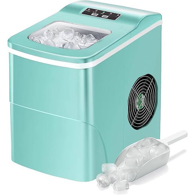 Countertop Ice Maker Machine, Ice Cube Ready in 6-8 Mins with Ice Scoop and Basket - Green