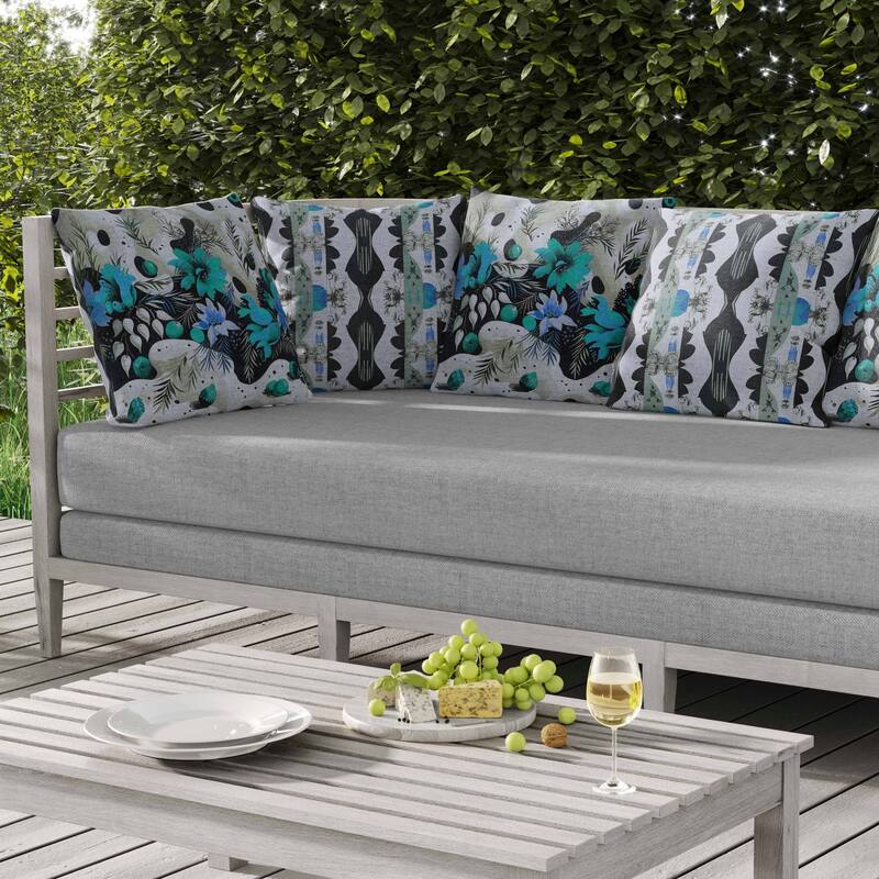 Charming Chronicles Indoor/Outdoor Reversible Throw Pillow Cyan and Black