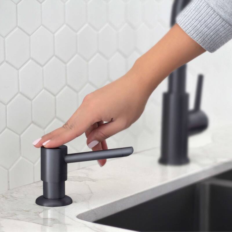 STYLISH Stainless Steel Soap Dispenser for Kitchen Sink. Pump Liquid Hand Lotion Dispenser - Matte Black