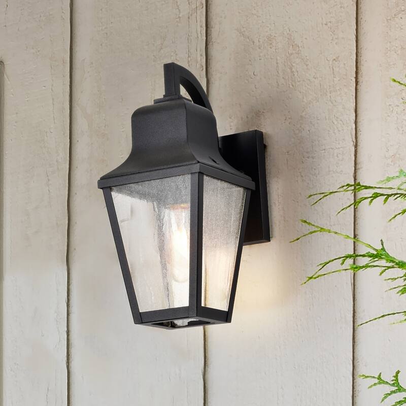 Lawrence 1 Light Small Wall Lantern Matte Black with Clear Seeded Glass