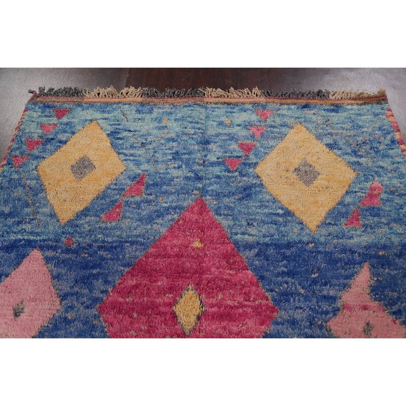 Tribal Moroccan Oriental Wool Area Rug Hand-knotted Home Decor Carpet - 5'11" x 9'6"