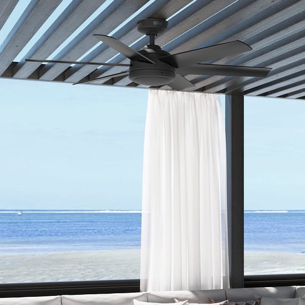 slide 2 of 27, Hunter 52" Jetty Outdoor Ceiling Fan with Wall Control and Wet-Rated Matte  Black