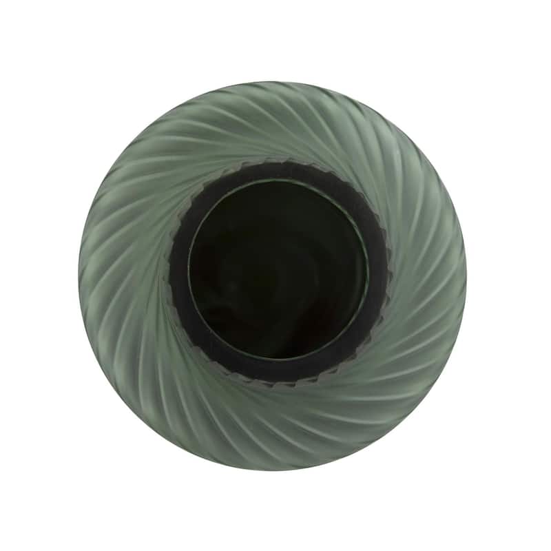 Allan Andrews Frosted Green Contemporary Decorative Glass Swirl Vase