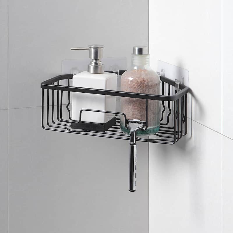 RustProof Aluminum Wall Mount Shower Basket - Black