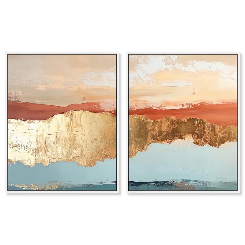 Earthy Glow III Canvas Set of 2 by Art Remedy - 24" x 30" - White