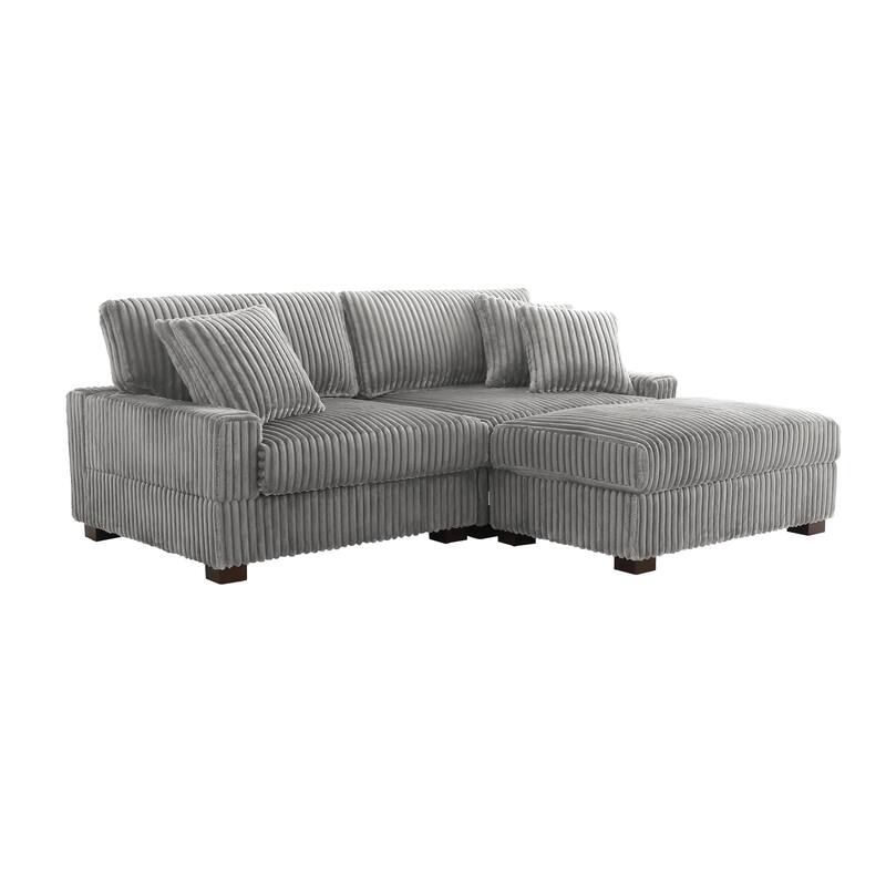 Plush Corduroy Modular Sectional Sofa Comfy Couch