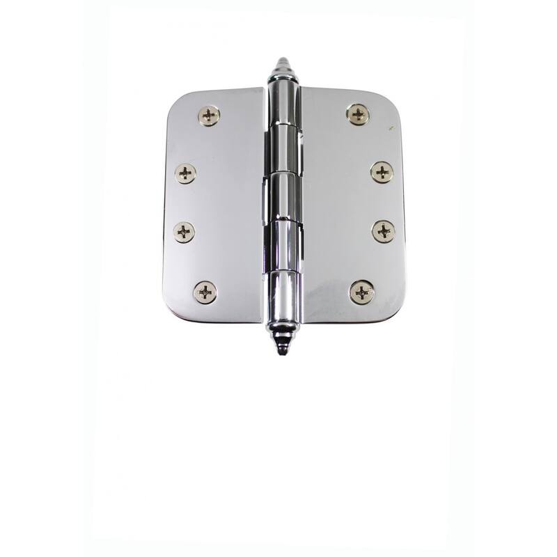 Chrome Plated Brass Cabinet Door Hinge 4 in with Removable Stainless Steel Radius Decor Tip Pins and Hardware Renovators Supply