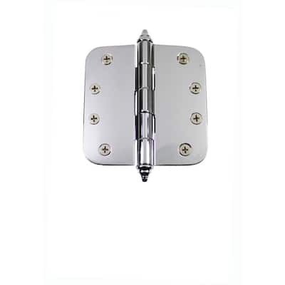 Chrome Plated Brass Cabinet Door Hinge 4 in with Removable Stainless Steel Radius Decor Tip Pins and Hardware Renovators Supply