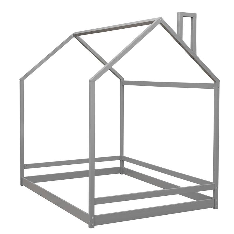 Wooden Twin/Full Size House Bed for Kids, Playhouse Design with Roof, Perfect for Sleep & Play