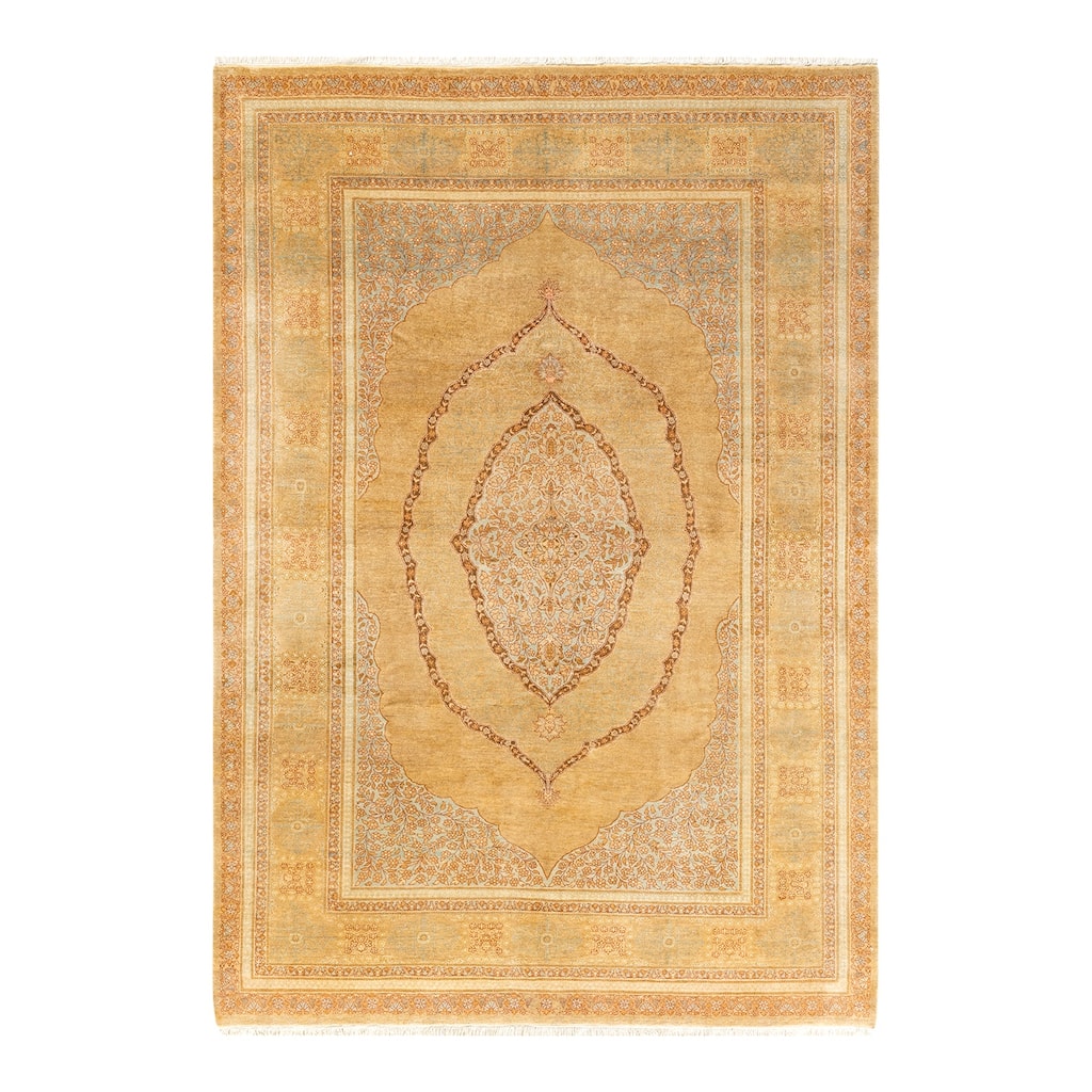 Overton Handknotted Wool Traditional Oriental Yellow Area Rug - 6' x 9'
