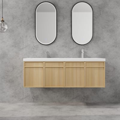 BNK 48/60 inch Wall-Mounted Bathroom Vanity With Sink, Floating Bathroom Vanity with Soft Close Doors