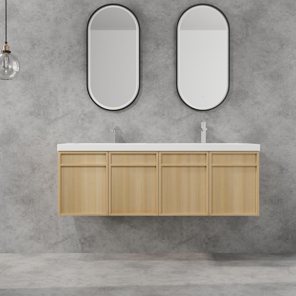 BNK 48/60 inch Wall-Mounted Bathroom Vanity With Sink, Floating Bathroom Vanity with Soft Close Doors
