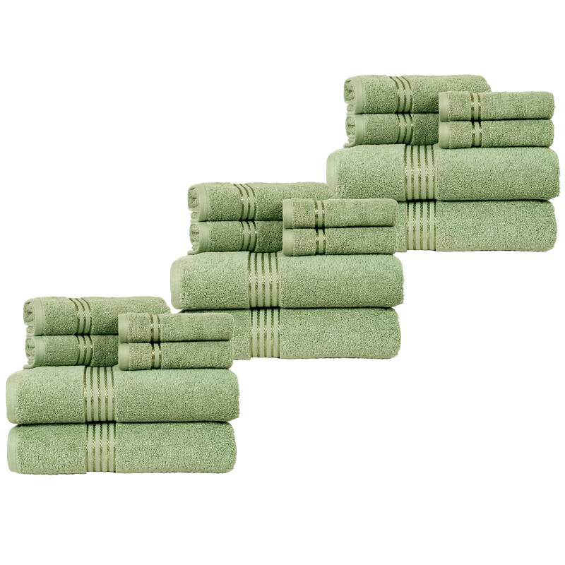 Towel Set - Cotton Bathroom Accessories with Bath Towels, Hand Towels, and Washcloths by Lavish Home