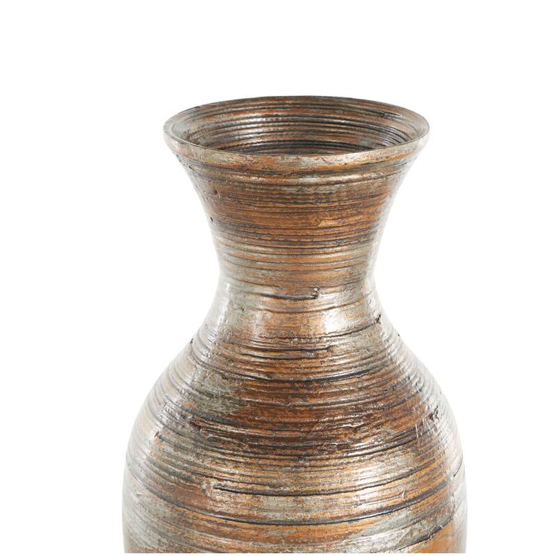 Brown Bamboo Wood Antique Inspired Pot Vase