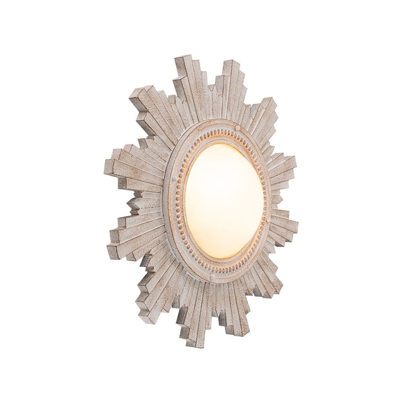 Antique Art Deco Wood Style Sunburst Flush Mount Light Wall Decor