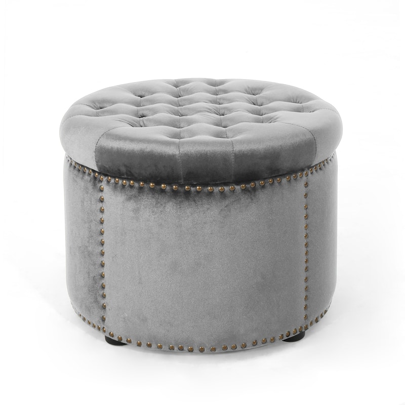 Zahra Velvet Tufted Ottoman by Christopher Knight Home