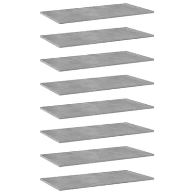 vidaXL Bookshelf Boards 8 pcs Concrete Gray 31.5"x15.7"x0.6" Chipboard