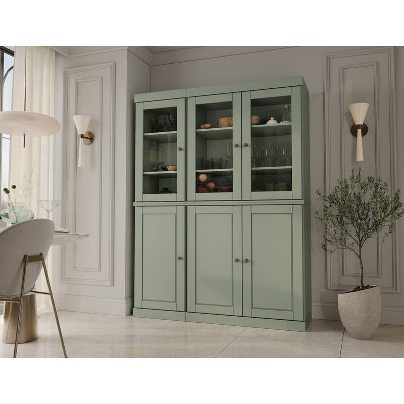 Palace Imports 100% Solid Wood Pantry China Cabinet, Raised Panel & Clear Glass Doors, 2 Drawers, 48.5" Wide, 71.5" Tall