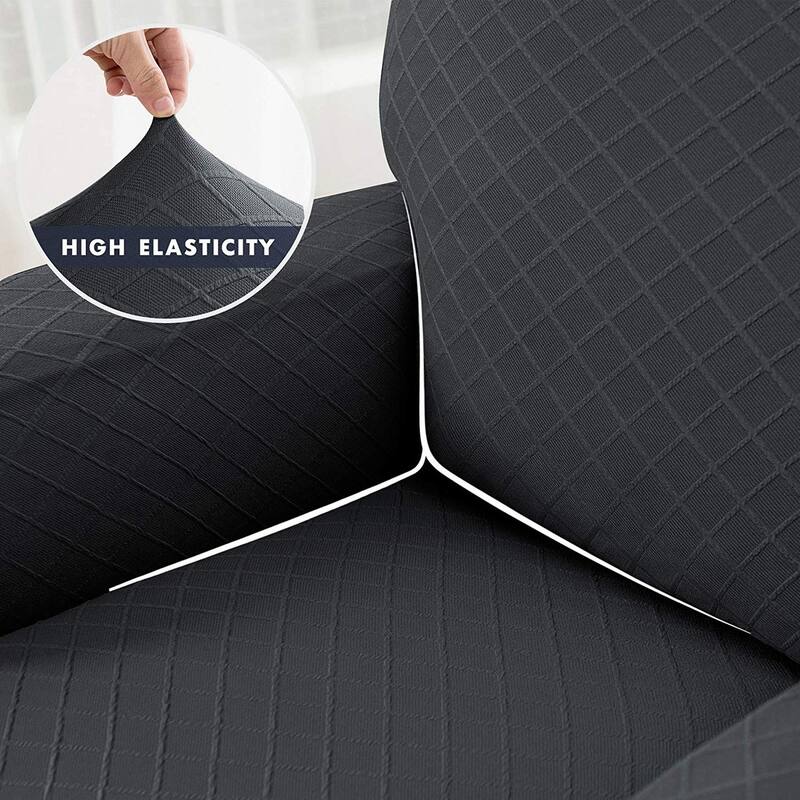 Enova Home Ultra Soft Rhombus Stretch Fabric Recliner Slipcover with Elastic Bottom Side Pocket