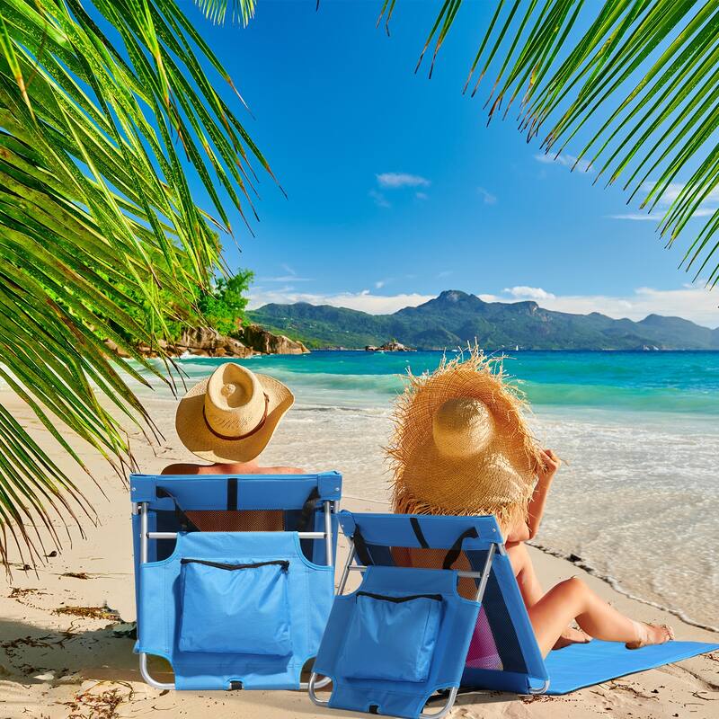 Foldable Beach Lounger, Lightweight Beach Mat Lounge Chair with Breathable Mesh Back