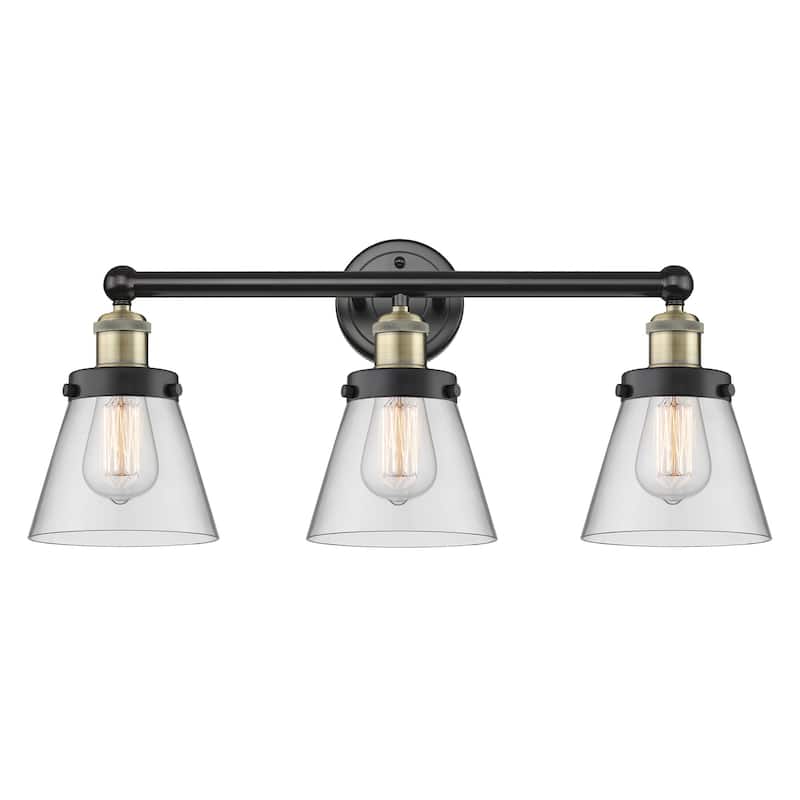 Innovations Lighting 616-3W-10-25 Cone Vanity Cone 3 Light 25" Wide - Black Antique Brass / Clear