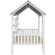 preview thumbnail 11 of 10, Twin Size Wood House Bed with Roof, Modern Kids Platform Bed Frame with Guardrail and Storage Shelves