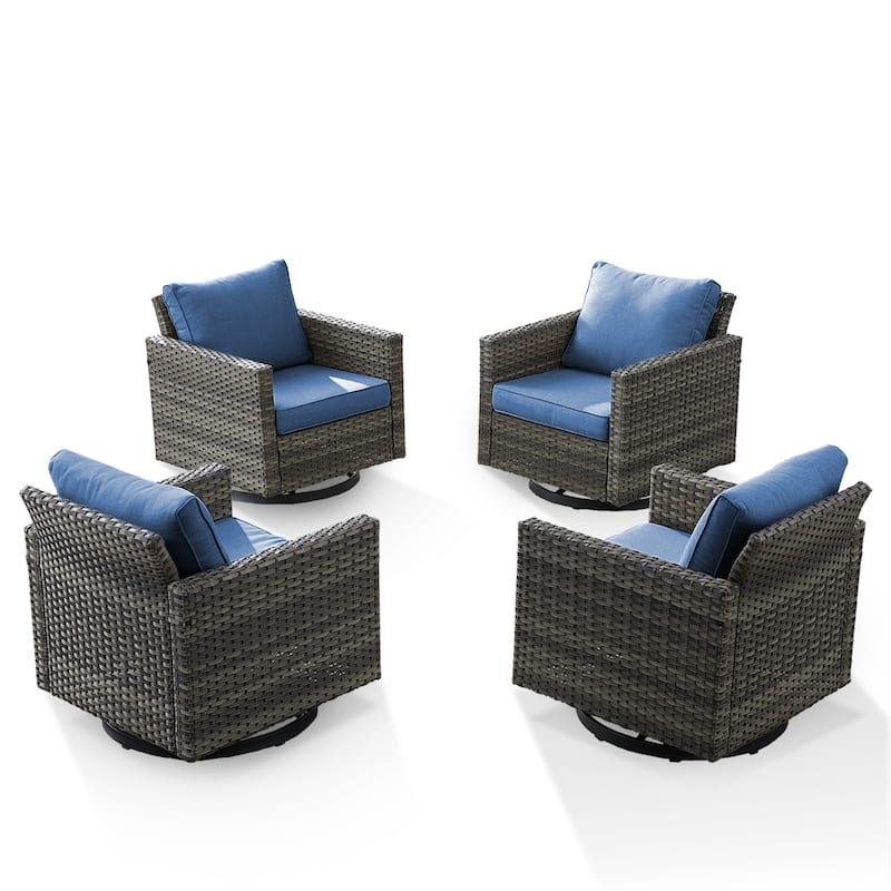 Pocassy Glider Chairs PE Wicker Swivel Chairs Set of 4