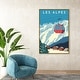 preview thumbnail 19 of 27, Oliver Gal 'Les Alpes Travel Poster' Blue Wall Art Canvas Print 36 x 54 - Gold