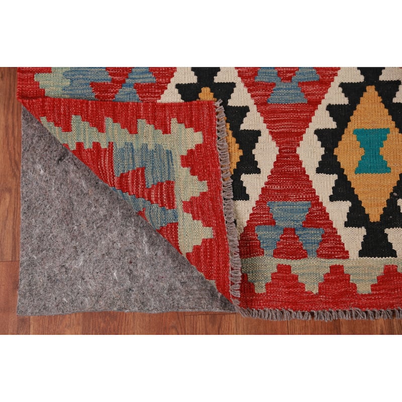 Hand Woven Oriental 100% Wool Carpet Southwestern Geometric Multi-Colored Kilim Area Rug - 8' 4'' X 5' 6''